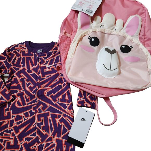 Baby Girl 2-Piece Lot | Nike 6M Zip Outfit + Llama Backpack - Picture 1 of 7